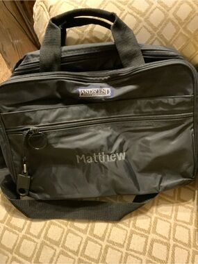 Lands' End Black Diaper Bag! Shaped like a Briefcase! Personalized Matthew.